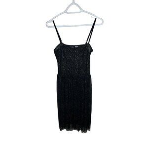 H&M Sparkle Pattern Sleeveless Mesh Lined Dress Black & Gold
